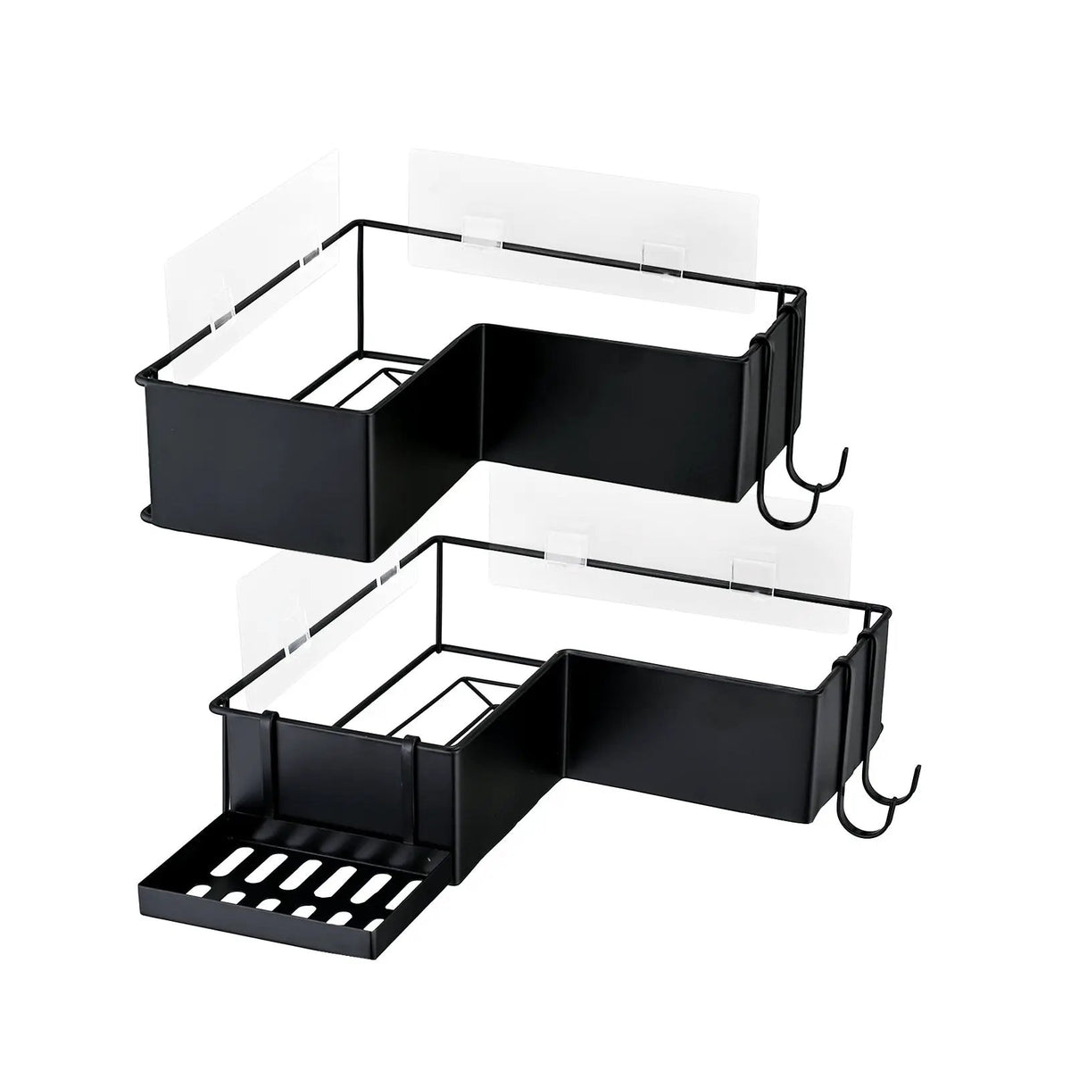 2-Pack Drill-Free Adhesive Corner Shower Caddy Organizer by HouseOfZazla