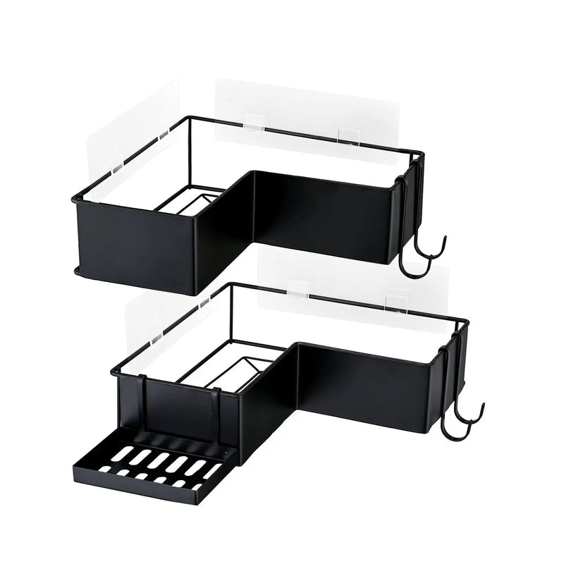 2-Pack Drill-Free Adhesive Corner Shower Caddy Organizer by HouseOfZazla