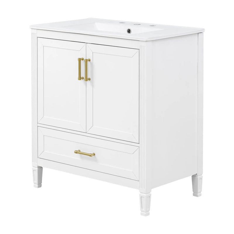 Elegant Fluted Bathroom Vanity With Sink, Soft Close Doors & Drawer by HouseOfZazla