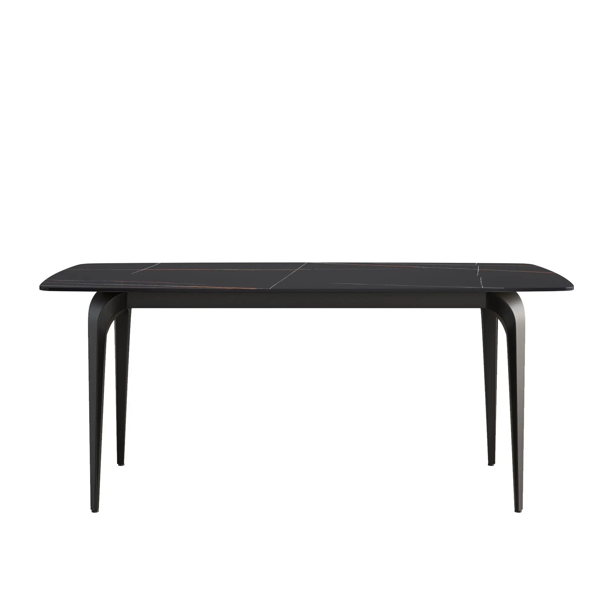 70.87" Modern Artificial Stone Curved Metal Leg Dining Table, Can Accommodate 6-8 People by Unique Piece Furniture