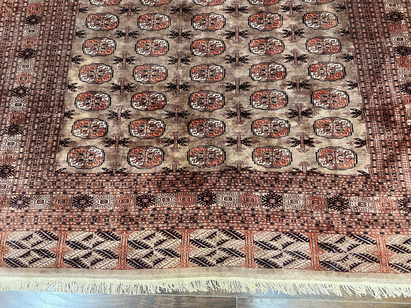 Pakistani Bokhara Turkoman Rug 7x10, Handmade Vintage Wool Carpet, Brown-Red by Jewel Rugs