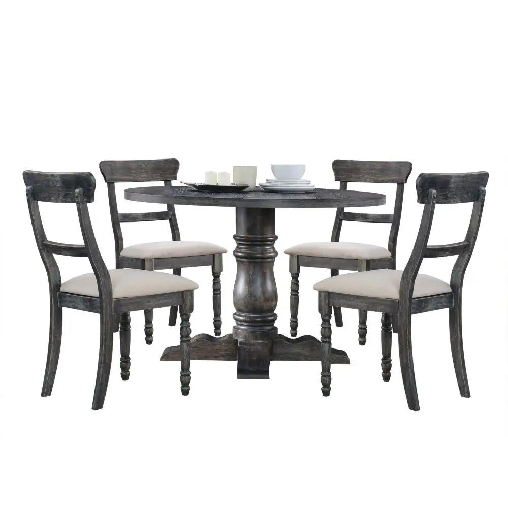 Leventis - Side Chair (Set of 2) - Light Brown Linen & Weathered Gray by Unique Piece Furniture