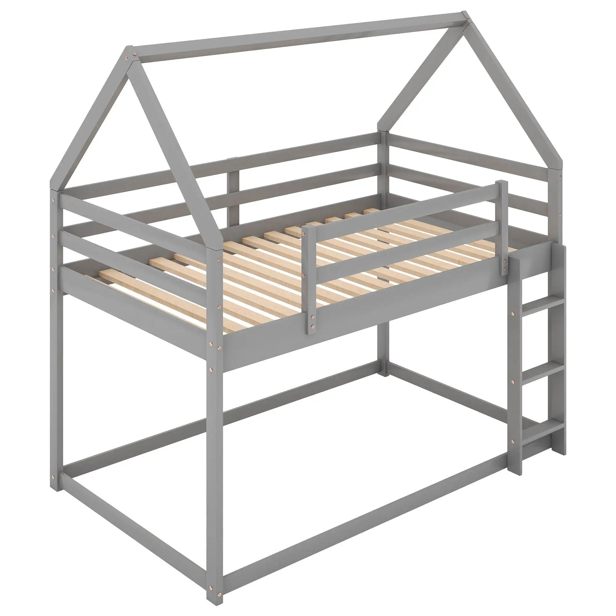 Low Bunk Bed With House Shaped Frame And Ladder by Unique Piece Furniture