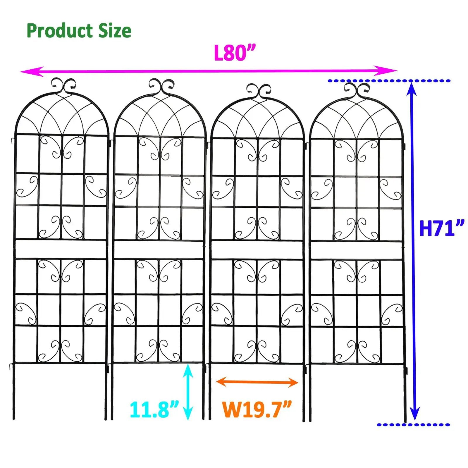 Metal Garden Rustproof Trellis For Climbing Plants Outdoor Flower Support by Unique Piece Furniture