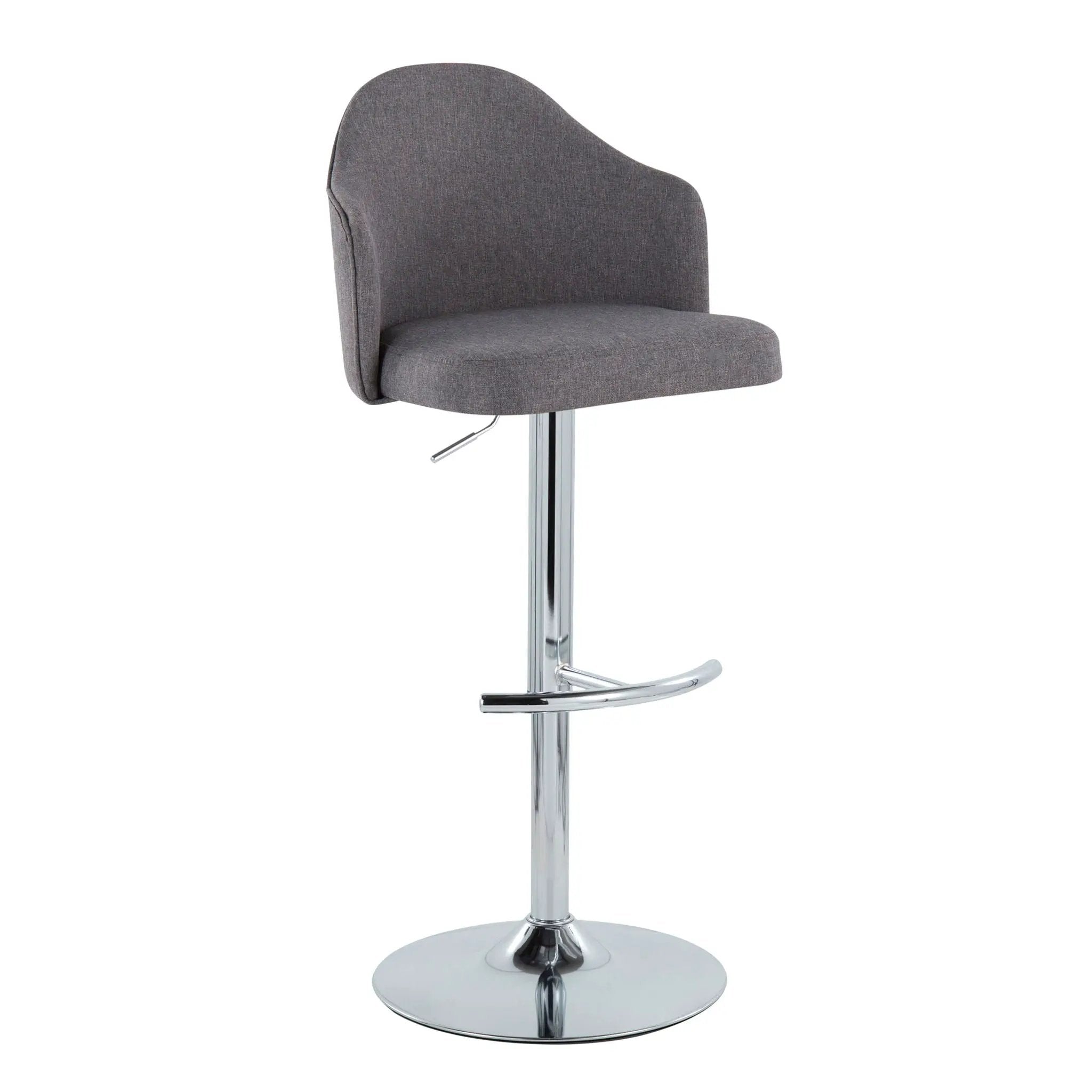Ahoy - Contemporary Adjustable Barstool With Swivel With Rounded T Footrest (Set of 2) by HouseOfZazla