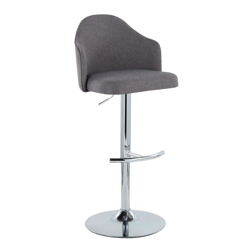 Ahoy - Contemporary Adjustable Barstool With Swivel With Rounded T Footrest (Set of 2) by HouseOfZazla