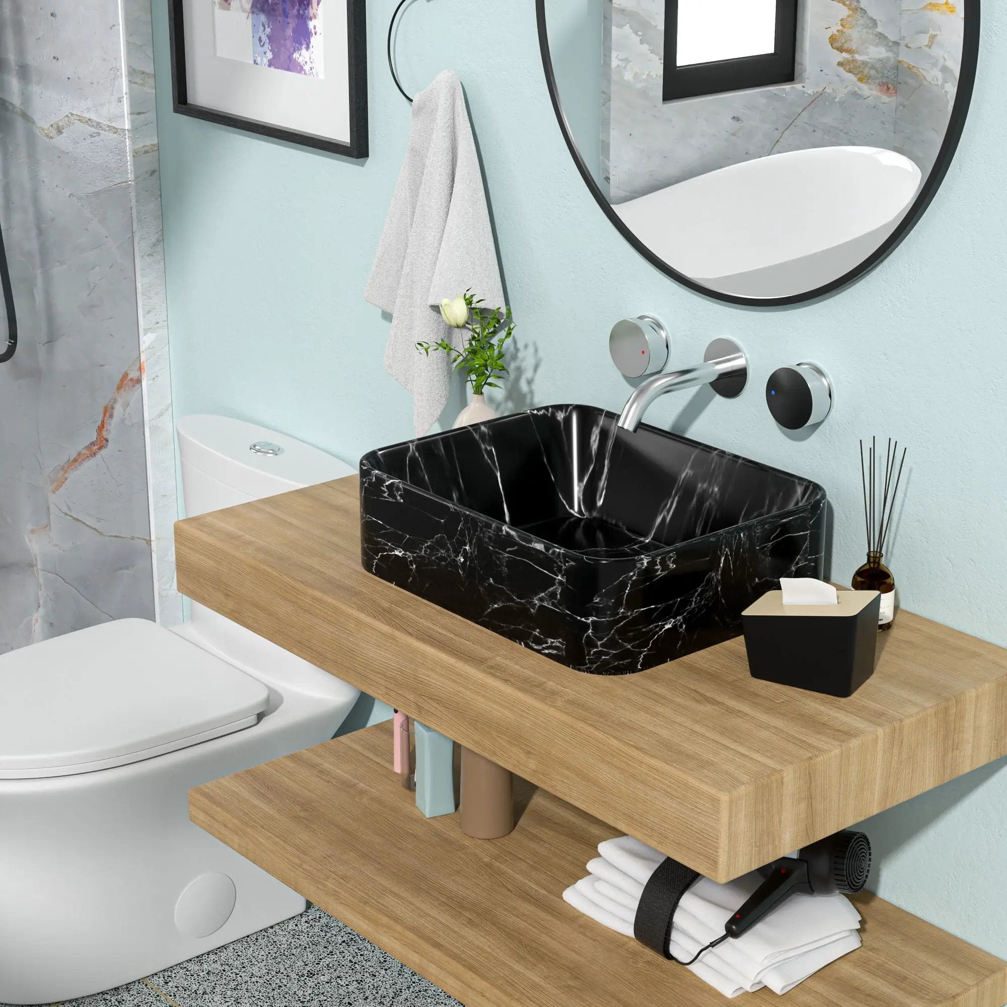 Rectangular Vessel Bathroom Sink - Black / Gray by HouseOfZazla