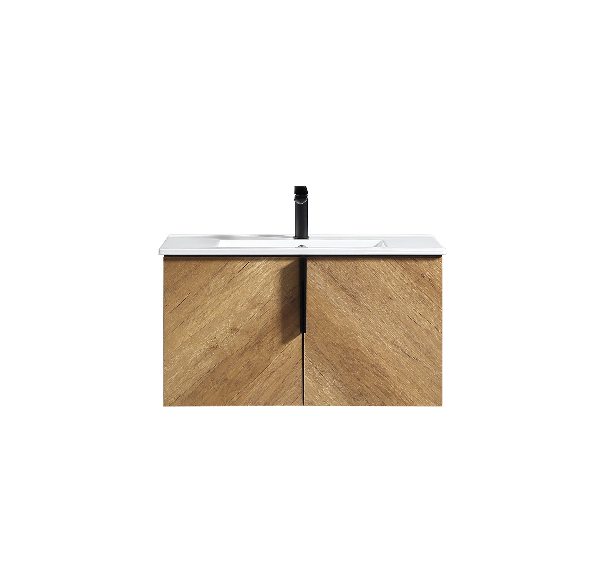 36 Inch Wall-Mounted Bathroom Vanity with 3D Fluted Panel & Ceramic Integrated Sink by HouseOfZazla