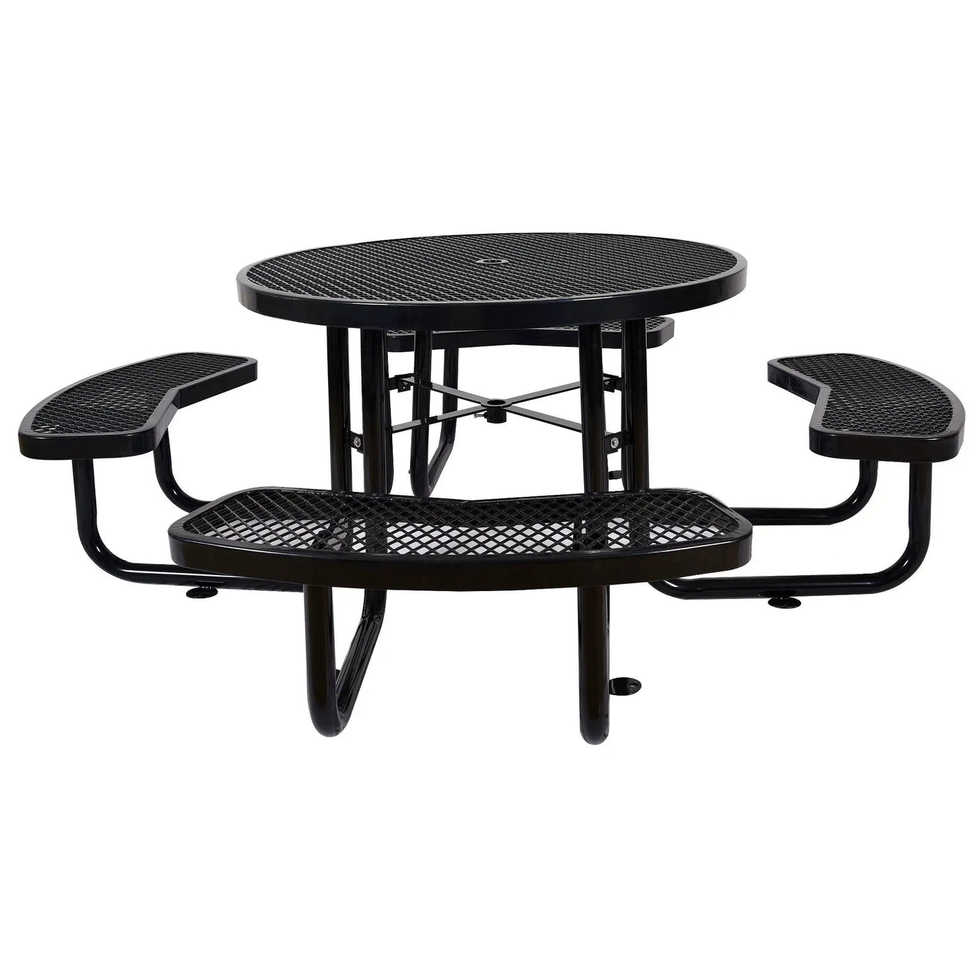 Round Outdoor Steel Picnic Table With Umbrella Pole by HouseOfZazla