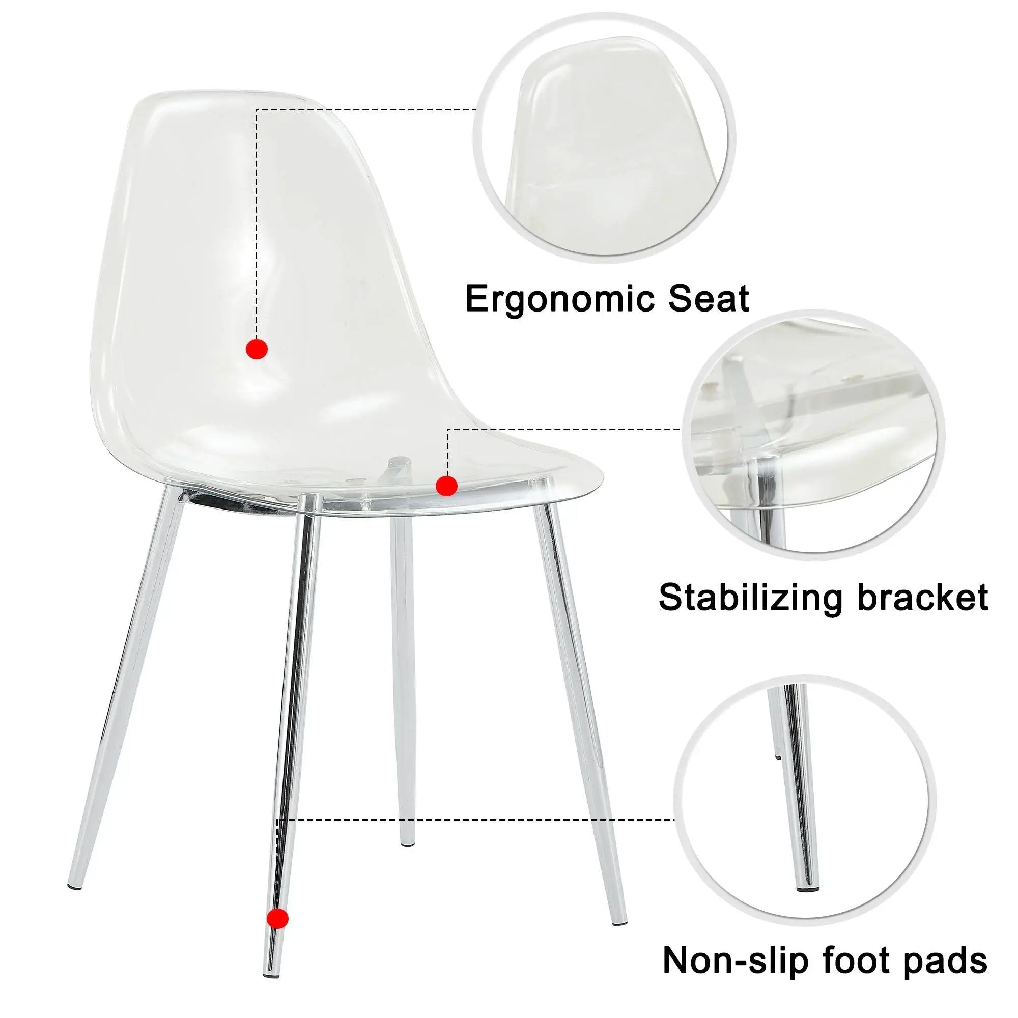 Modern Minimalist Transparent Dining Chair - 6-Piece Set by HouseOfZazla