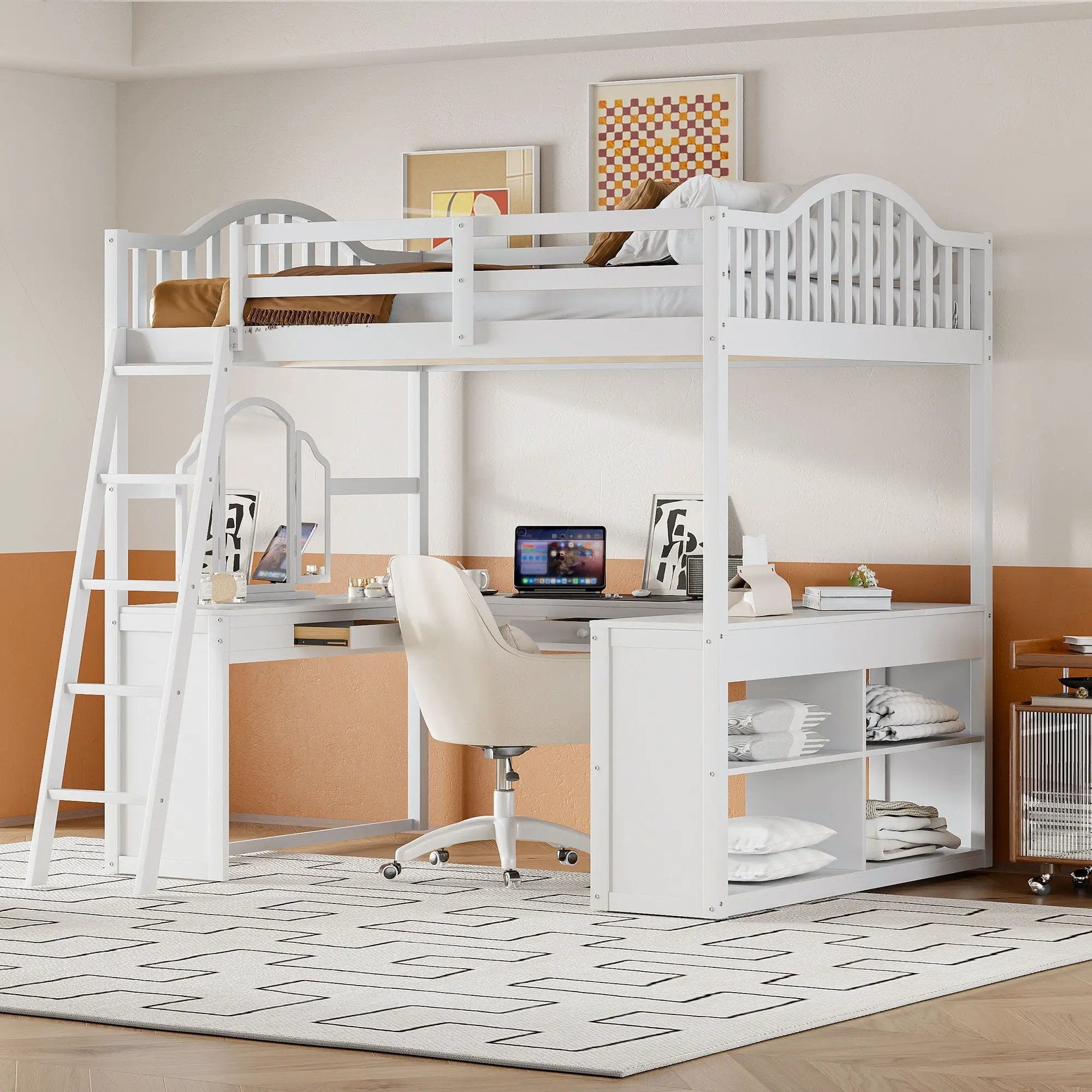 Loft Bed With Drawers, Cabinet, Shelves With Desk by HouseOfZazla