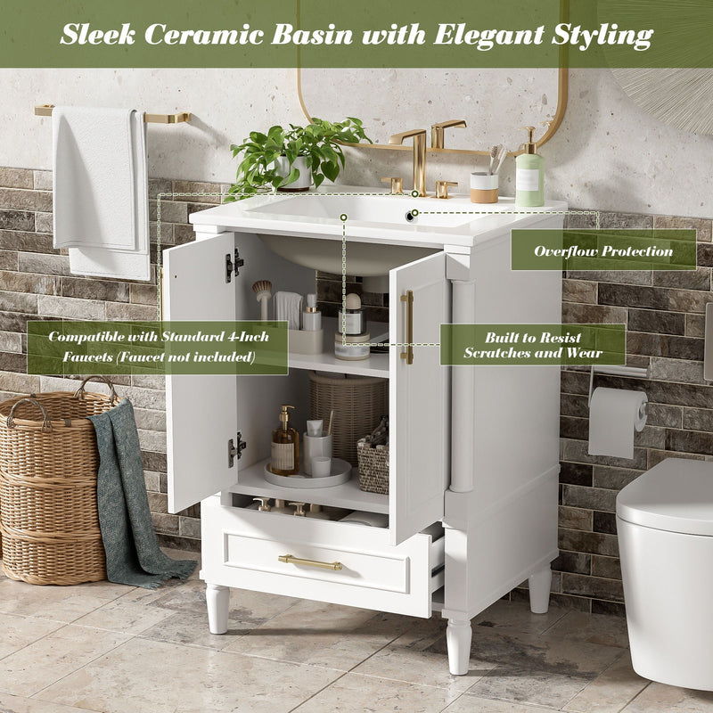 Bathroom Vanity With Ornate French Cylinder Legs, Soft Close Drawer by HouseOfZazla