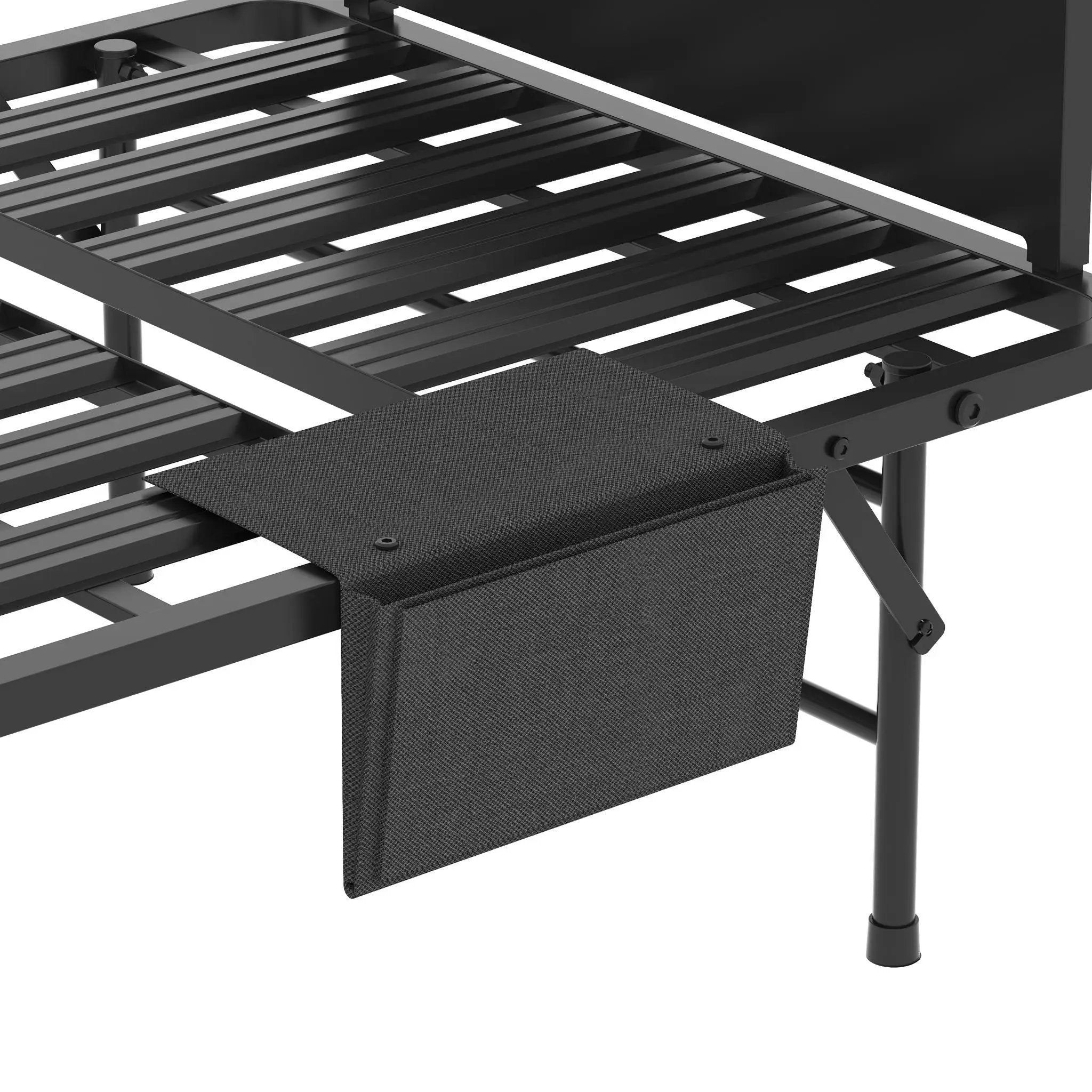 Twin Folding Bed With Adjustable Headboard & Memory Foam Mattress, Portable Coton Wheels For Tall People, Space-Saving Guest Bed - Black by HouseOfZazla