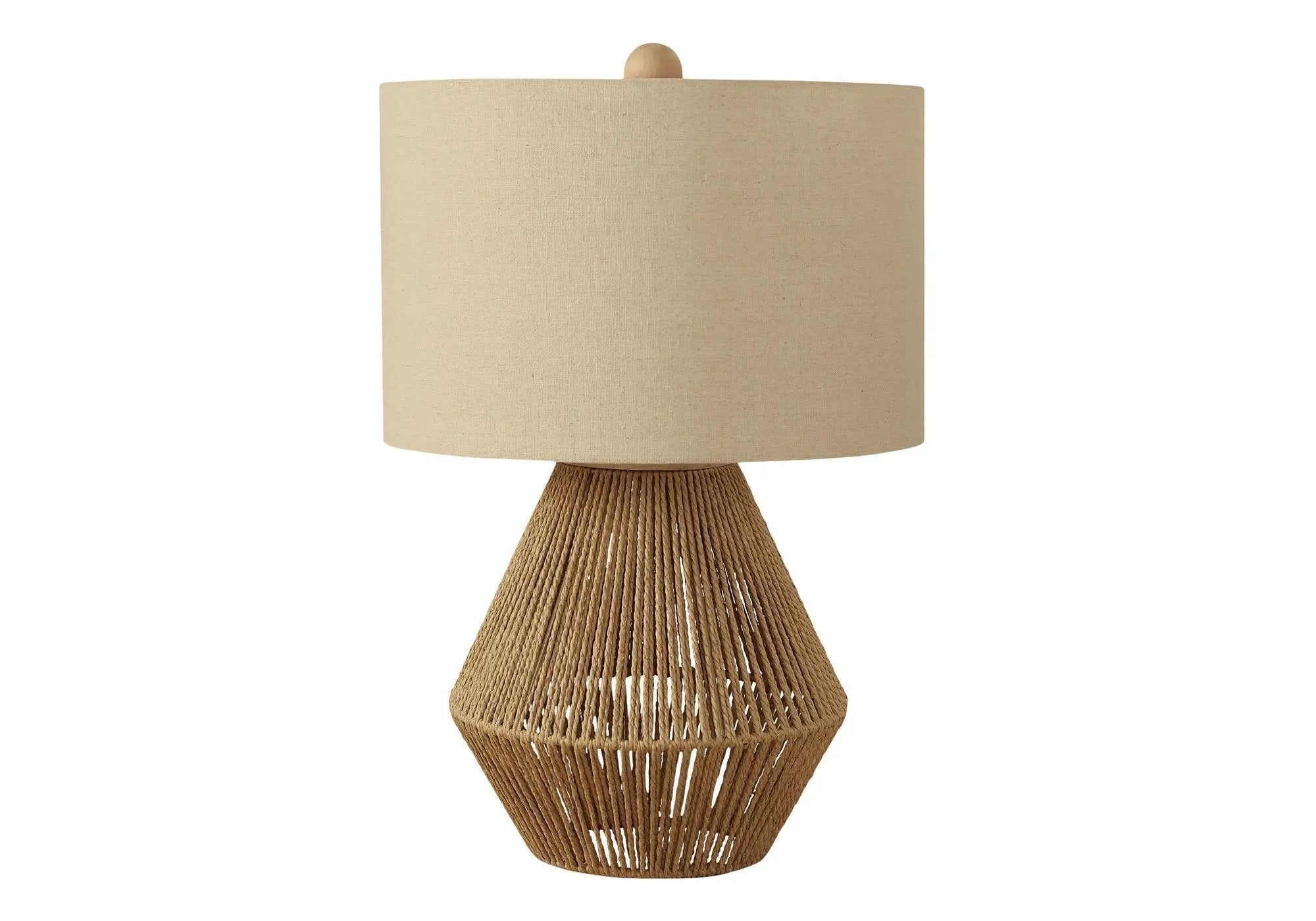 Transitional Rope Table Lamp with Beige Linen Shade by HouseOfZazla