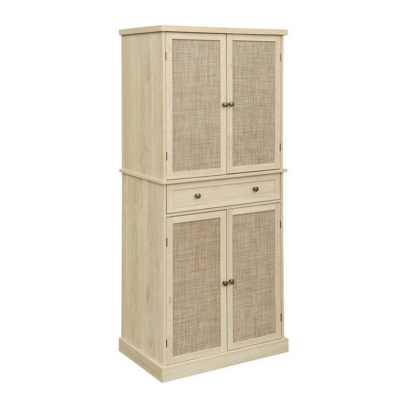 4 Door Storage Cabinet With 1 Drawer And 4 Adjustable Inner Shelves - Natural by Unique Piece Furniture