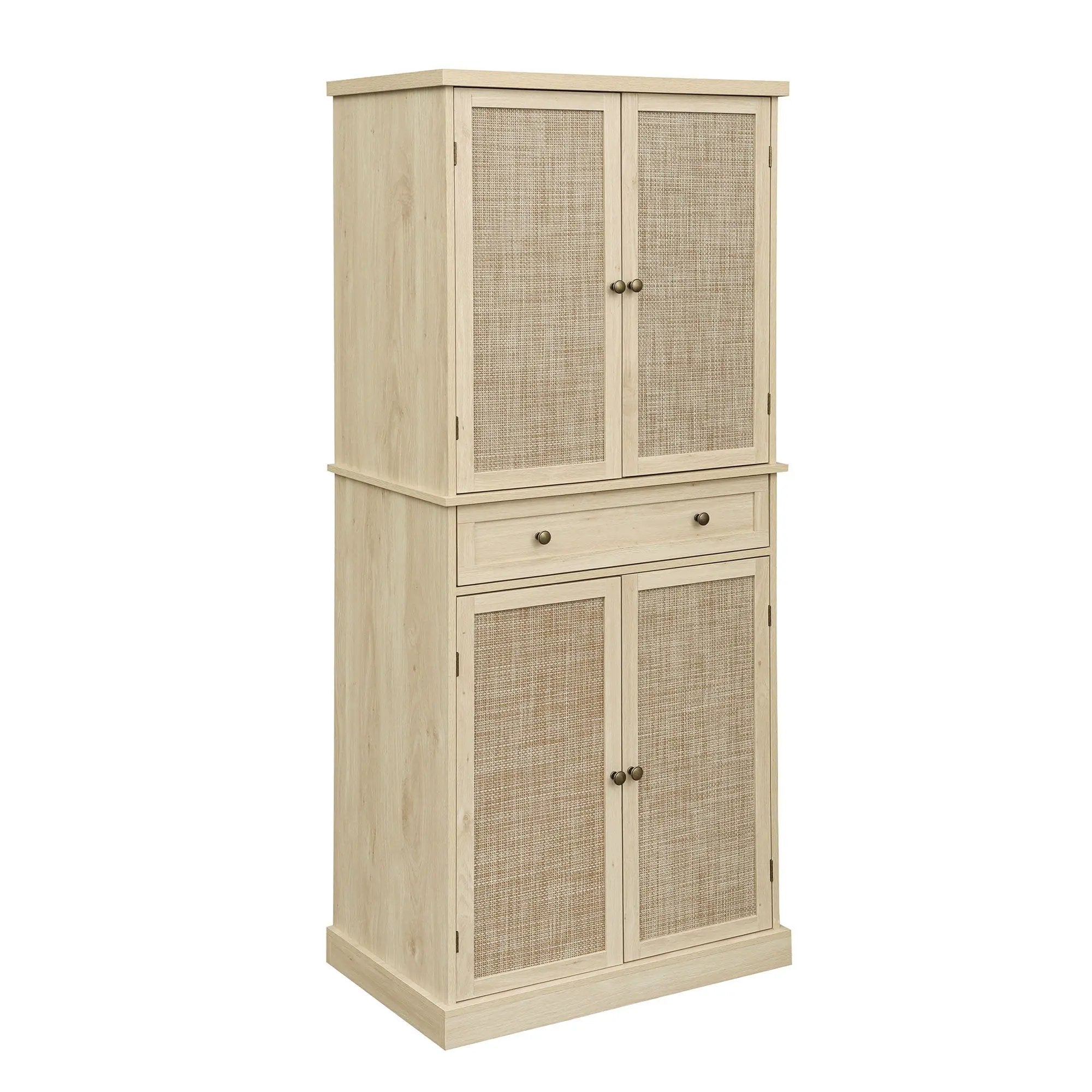 4 Door Storage Cabinet With 1 Drawer And 4 Adjustable Inner Shelves - Natural by HouseOfZazla