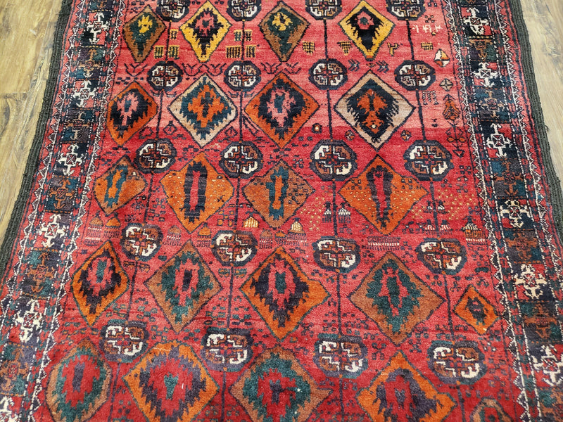 4 x 8 Handmade Baluch Afghan Turkoman Tribal Wool Rug Organic Dyes 8x4 Carpet by Jewel Rugs