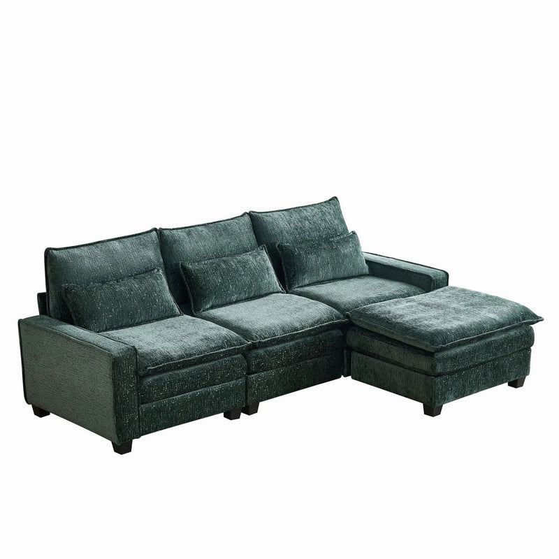 Modern Comfy L Shaped Sectional Sofa With Movable Ottoman by Unique Piece Furniture