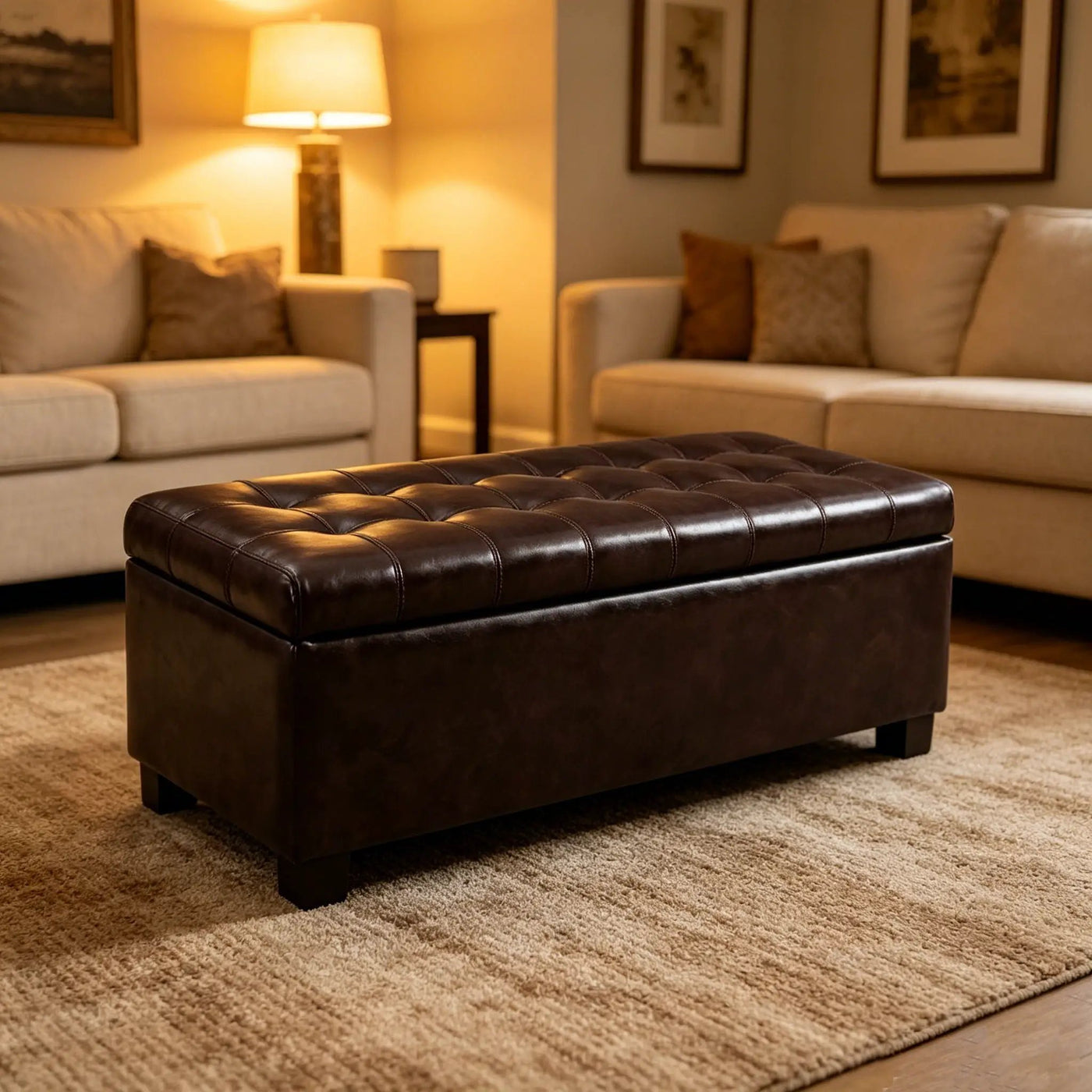 Elegant Tufted Storage Ottoman Bench by HouseOfZazla