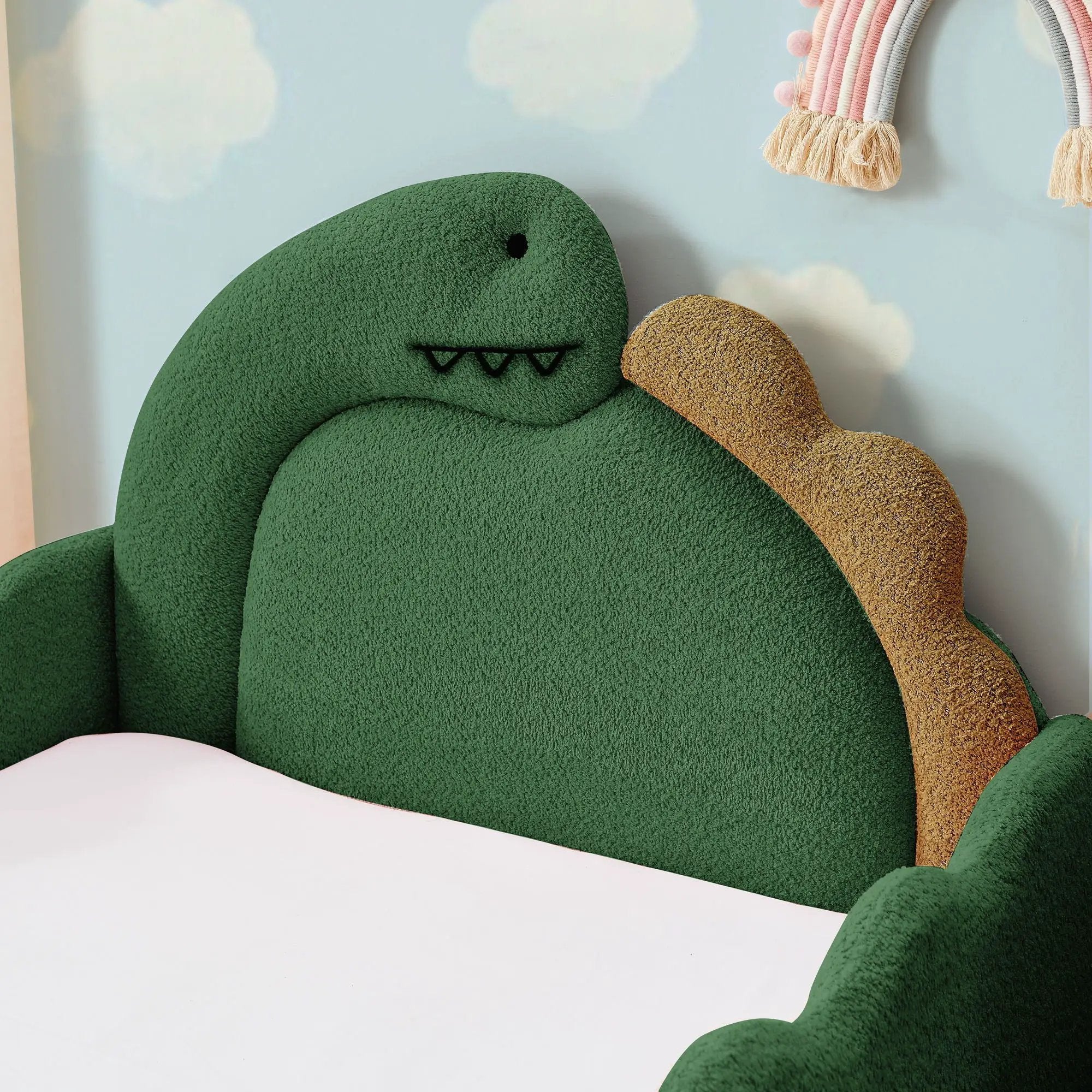 Cute Dinosaur Shaped Bed With Safety Guardrail, Toddler Frame by Unique Piece Furniture