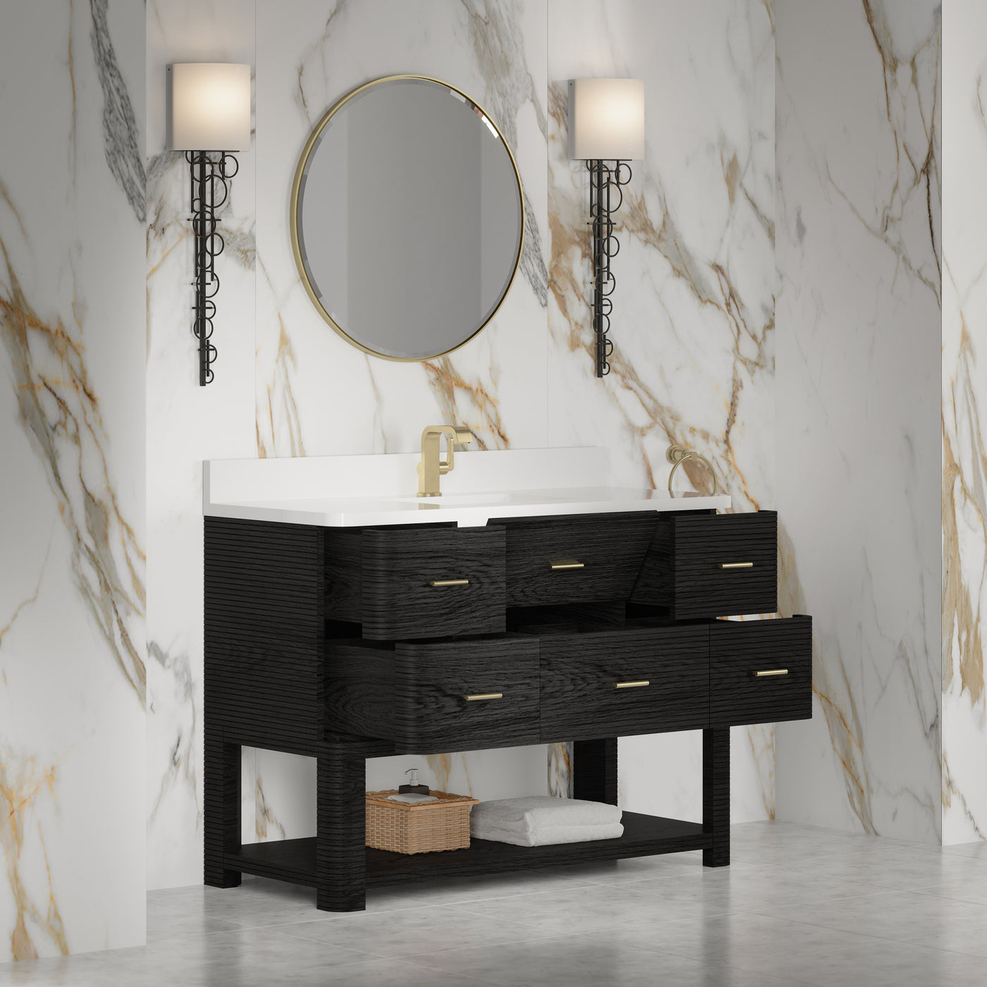 James Martin Lucian 48" Single Bathroom Vanity, Carbon Oak, view 25
