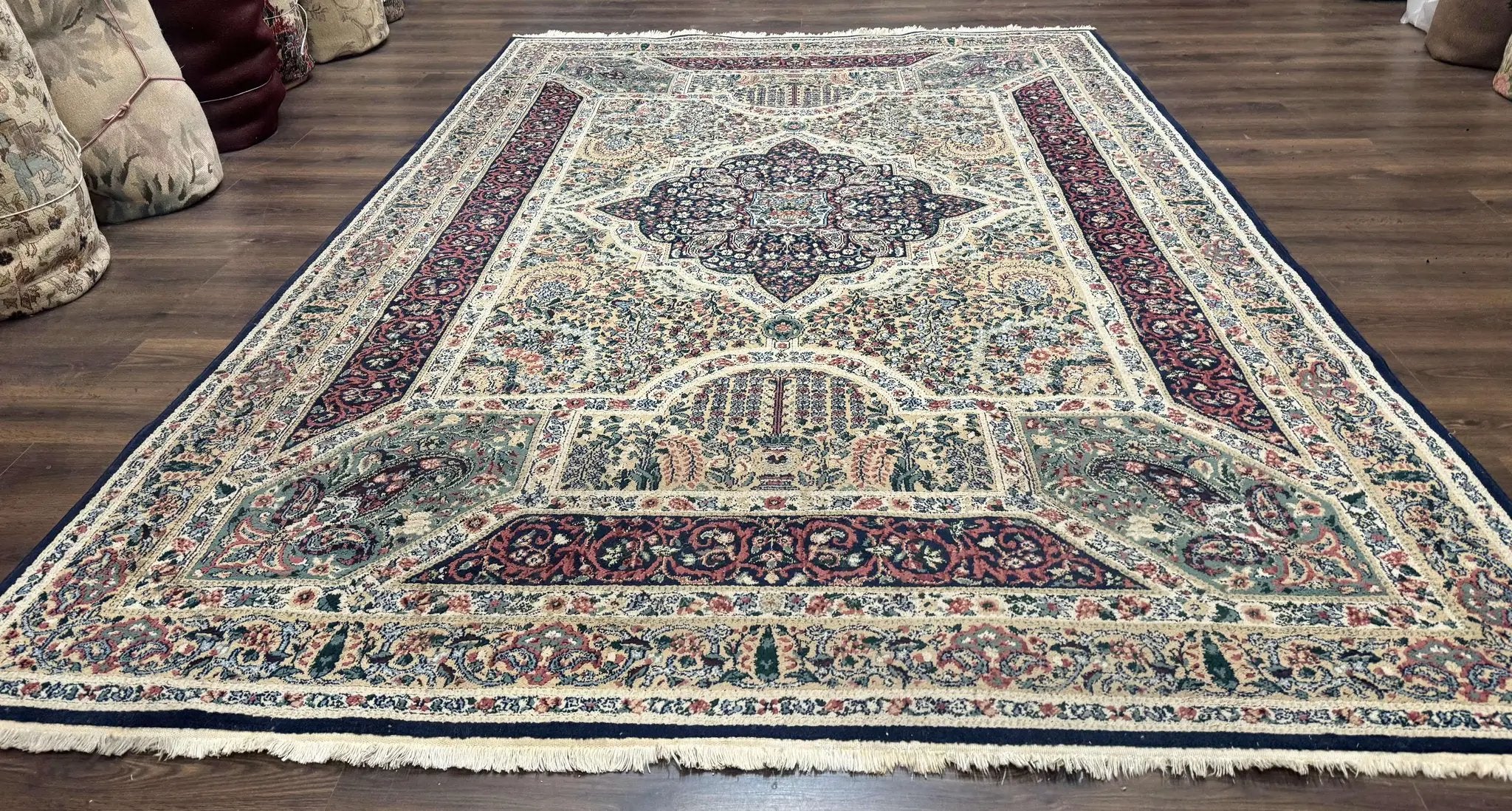 Persian Rug 8x11, Belgium Power Loomed Rug, Kirman Lavar Floral Design, Vintage Rug by Jewel Rugs