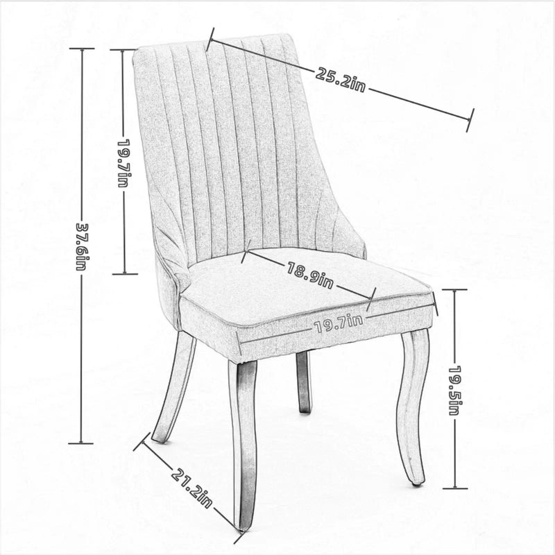 Set of 2 Rayon Cloth Flocking Linen Dining Chairs by BLAKHOM
