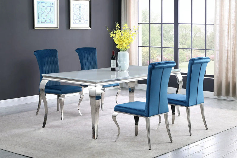 Carone Rectangular 81-inch Glass Top Dining Table White by Unique Piece Furniture