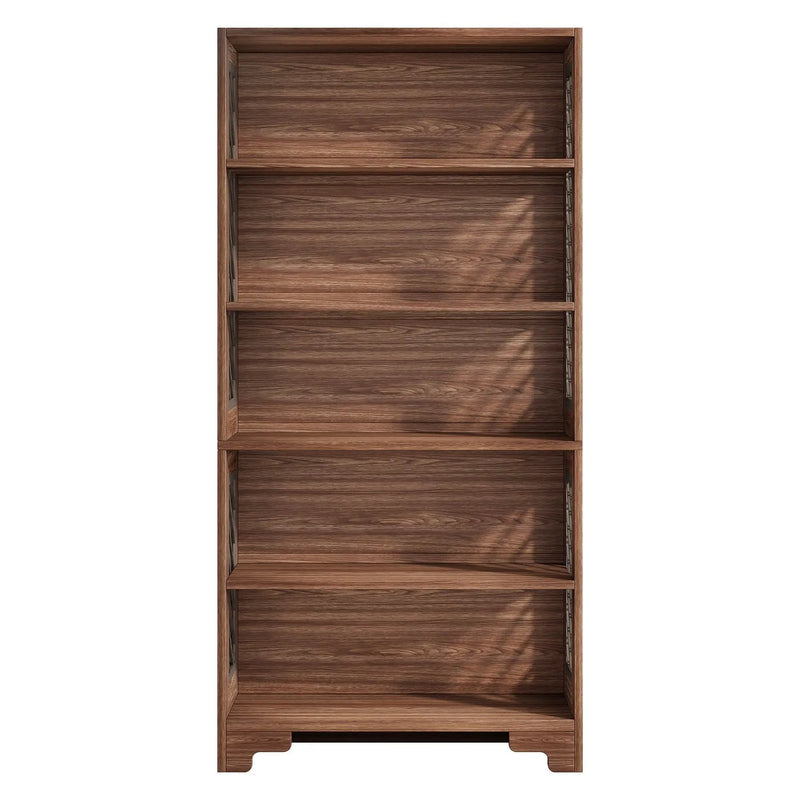 6 Tier Brown Mid Century Bookcase With X Design For Living Room - Brown by HouseOfZazla