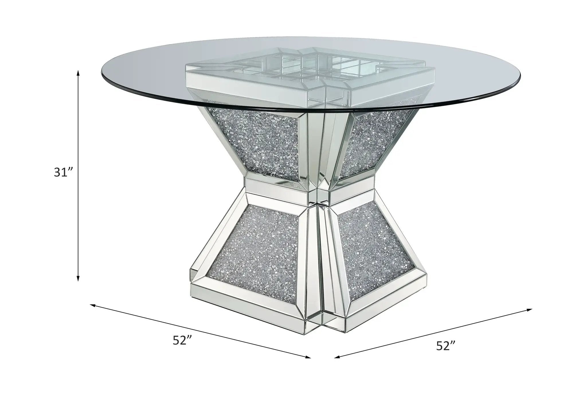 Noralie - 31" Dining Table - Clear Glass, Mirrored & Faux Diamonds by Unique Piece Furniture