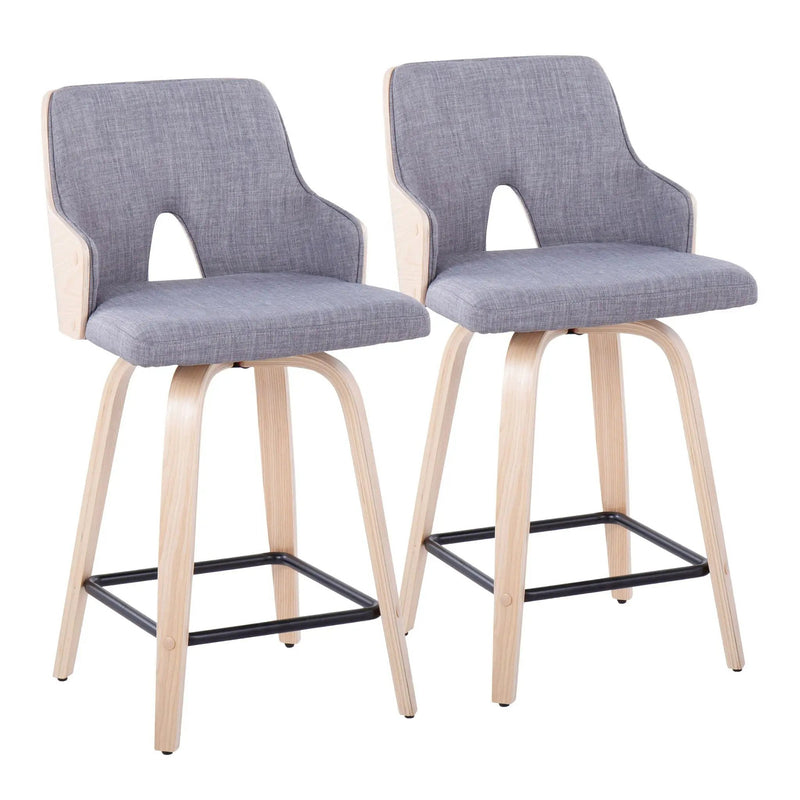 Stella - Contemporary Fixed Height Counter Stool With Swivel Square Footrest (Set of 2) by HouseOfZazla