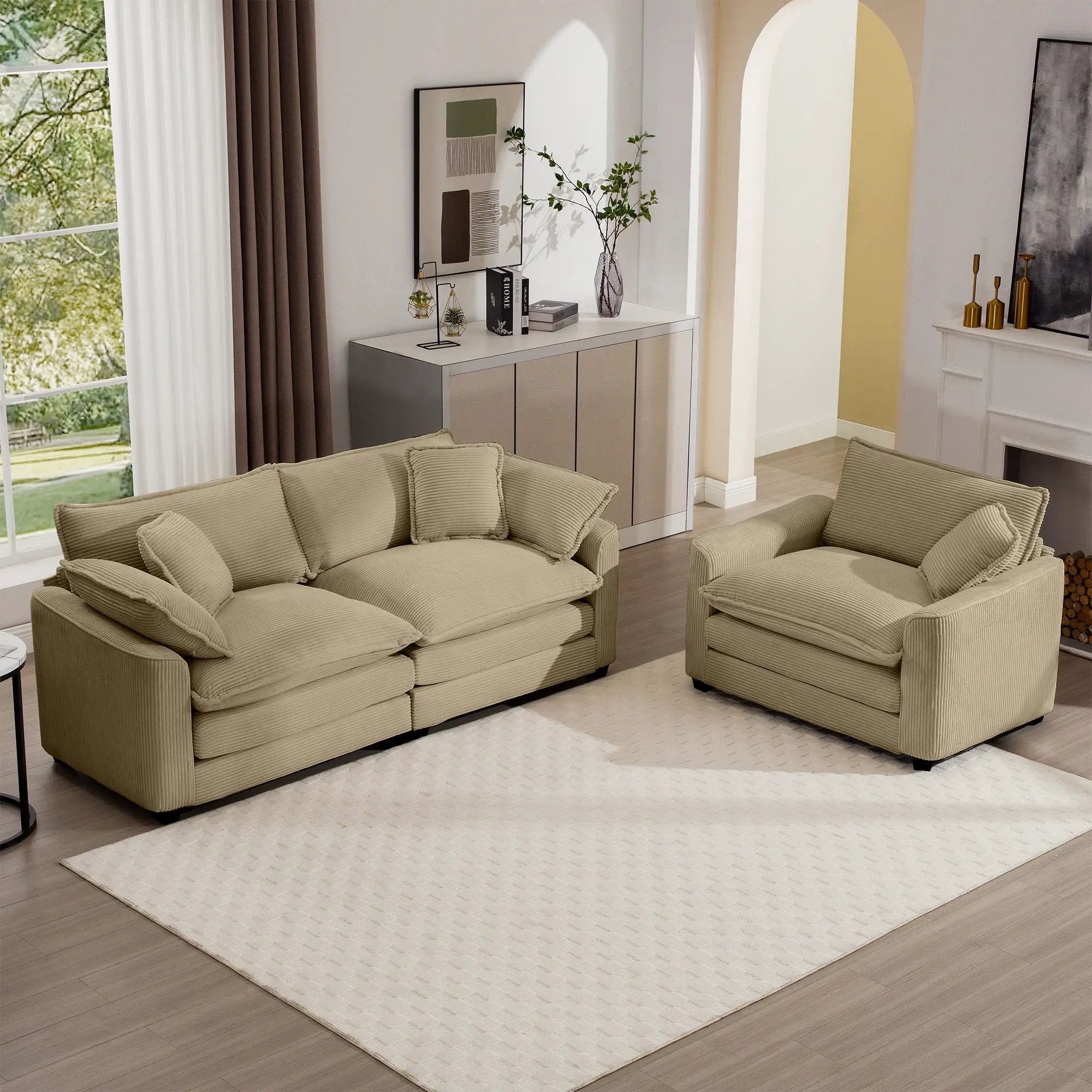 Elegant Oversized Sectional Sofa Set With Deep Seats And Flexible Layout by HouseOfZazla