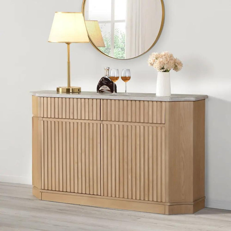 Qwin - Server With Marble Top - Marble Top & Oak by Unique Piece Furniture