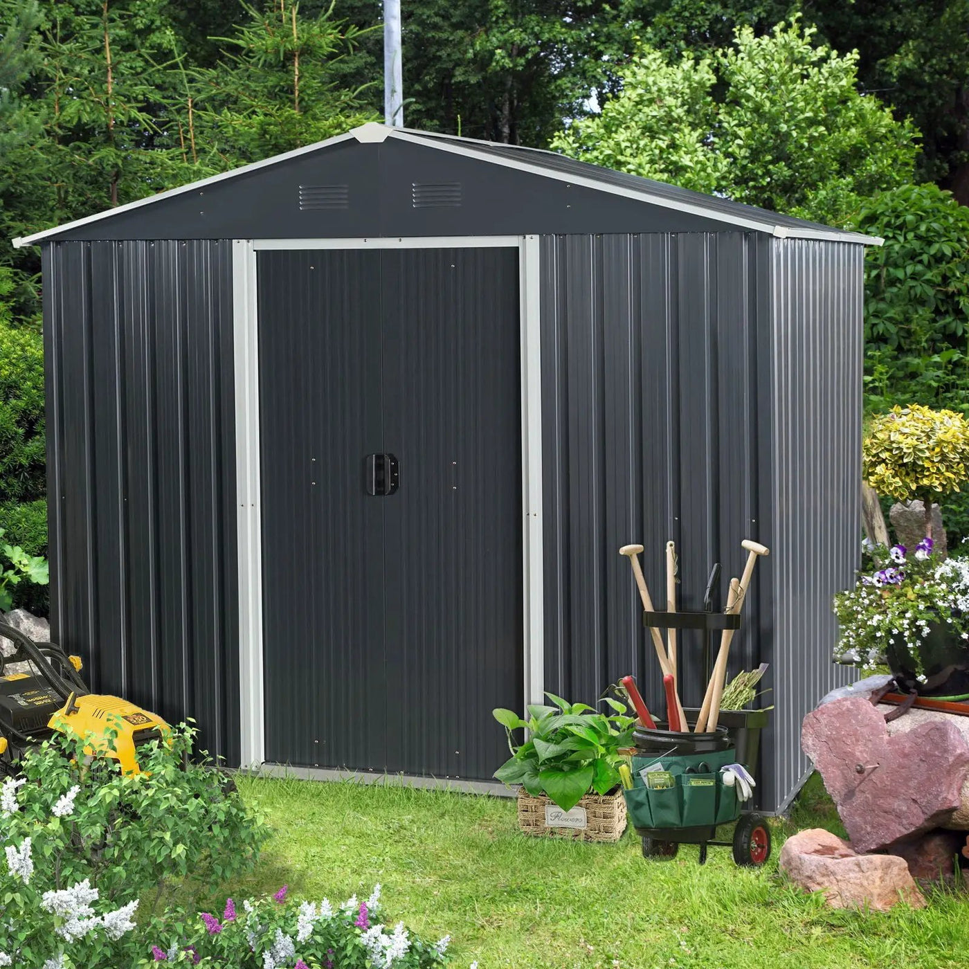 Outdoor Metal Storage Shed With Floor Base by HouseOfZazla