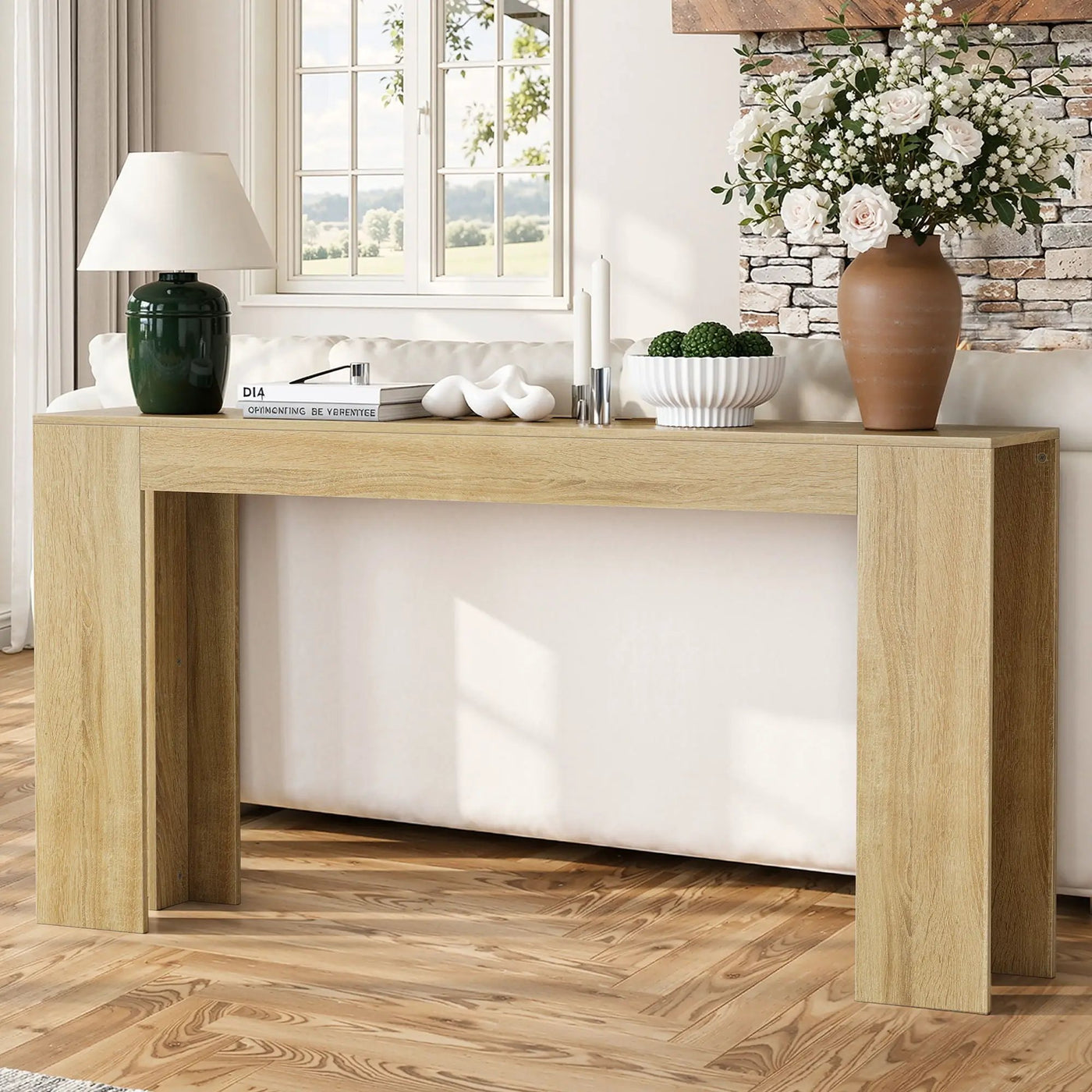 Farmhouse Style Extra Long Walnut Console Table by HouseOfZazla