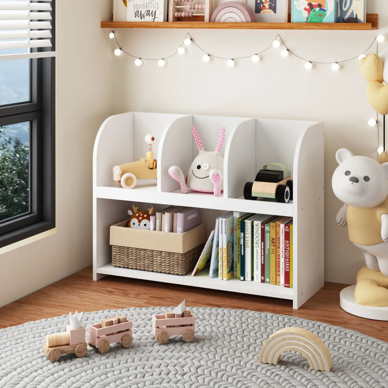 Bookcase With 4 Compartments, Storage Shelf For Toys And Books - White by Unique Piece Furniture