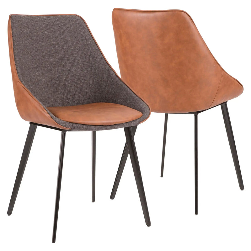 Marche - Contemporary Two Tone Chair (Set of 2) - Brown / Gray by HouseOfZazla