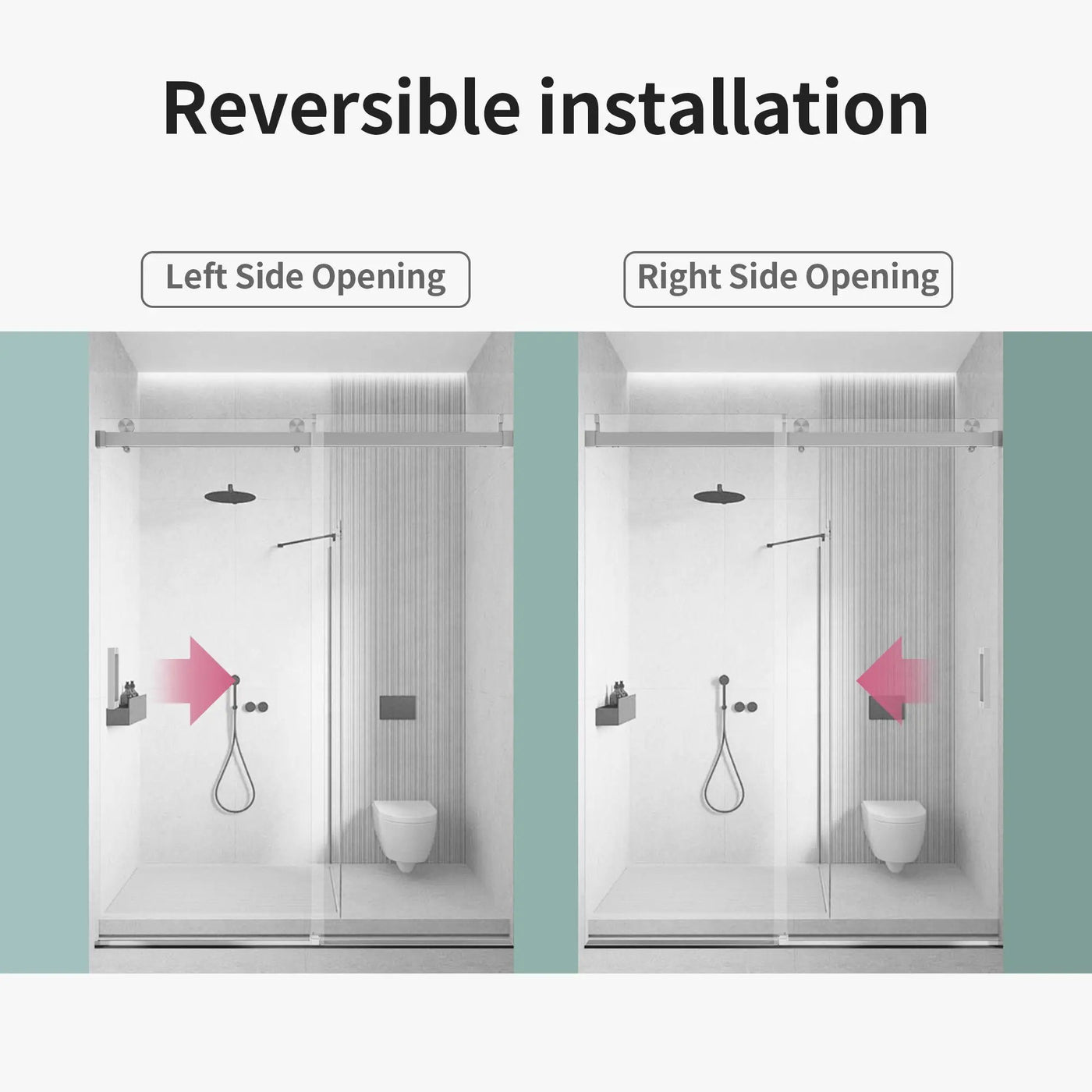 Frameless Sliding Shower Door With Soft- Close, 3 / 8" Tempered Glass by HouseOfZazla