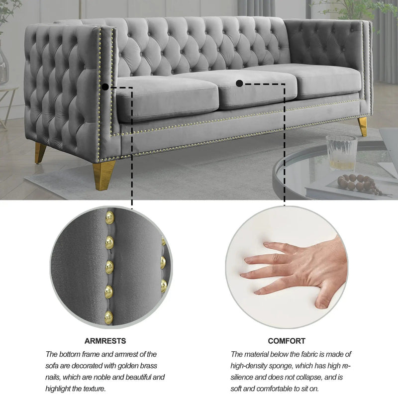 Modern Sofa With Button Tufting, Upholstered Couch For Living Room by HouseOfZazla