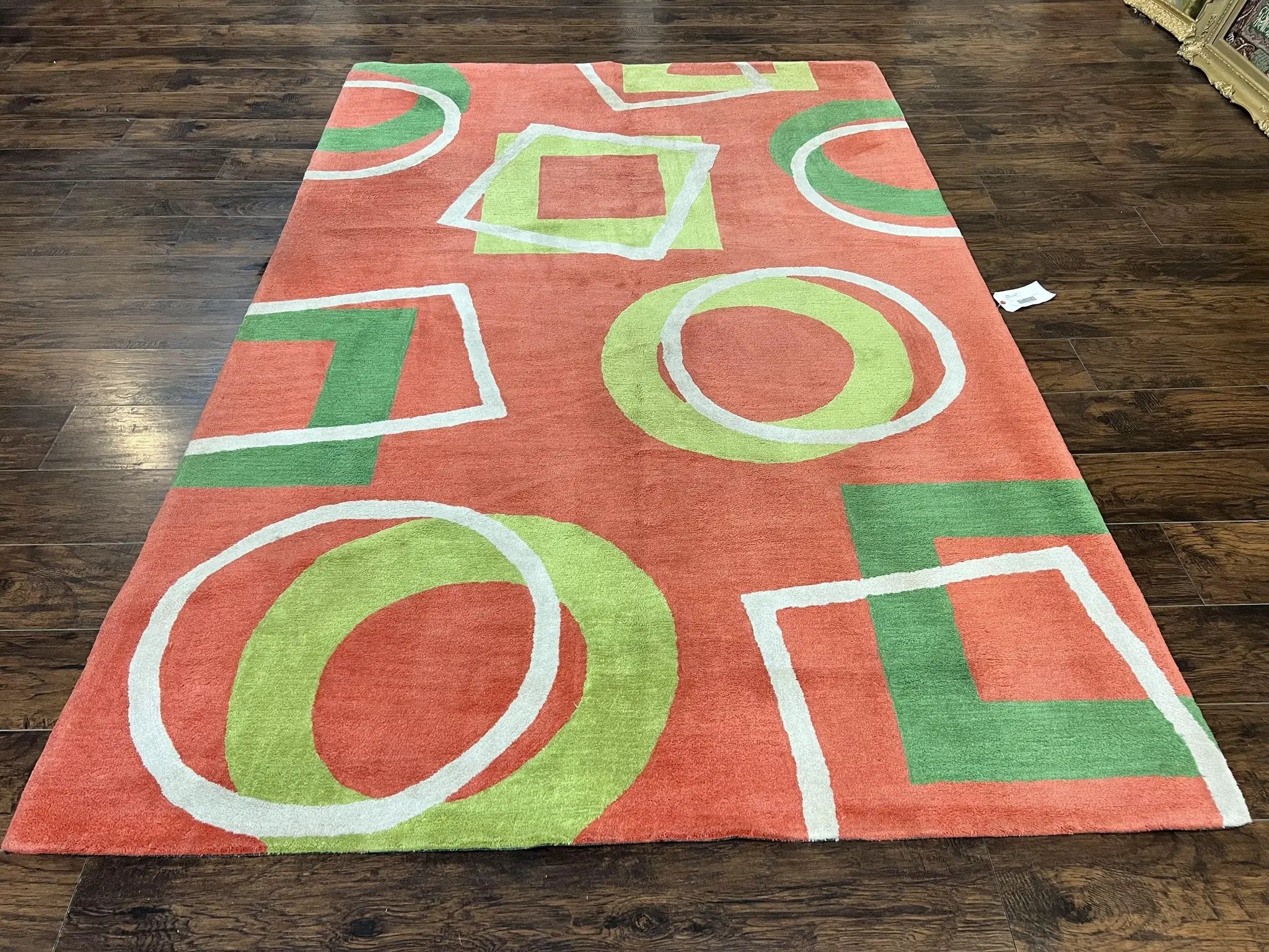 Abstract Rug 6x9, Modern Contemporary Rug, Red-Orange Green by Jewel Rugs