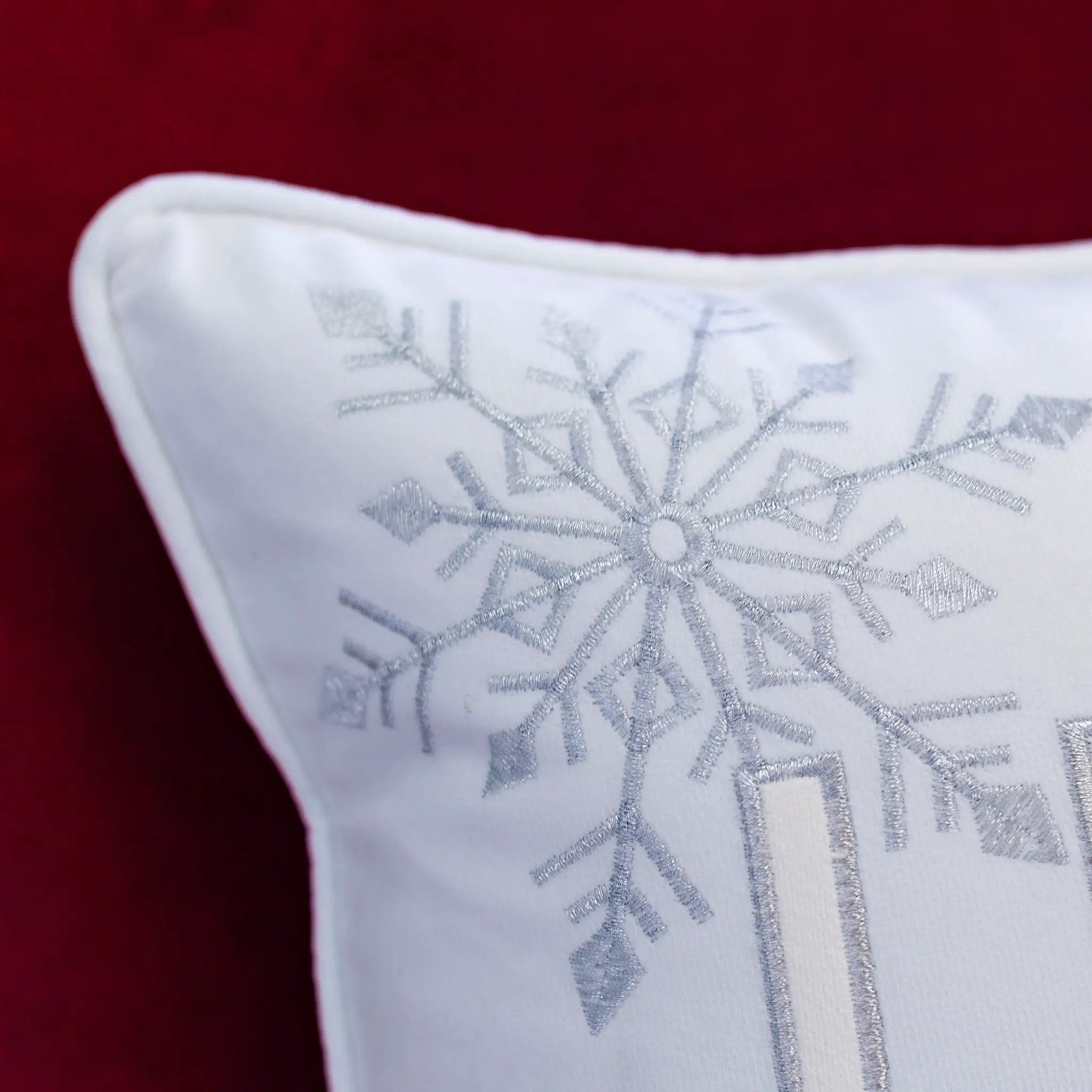 Nneka Let It Snow Ivory Velvet Lumbar Pillow with Insert 14x20 by HouseOfZazla