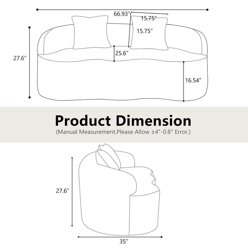 Curved Loveseat Sofa With Round Armrest by Unique Piece Furniture
