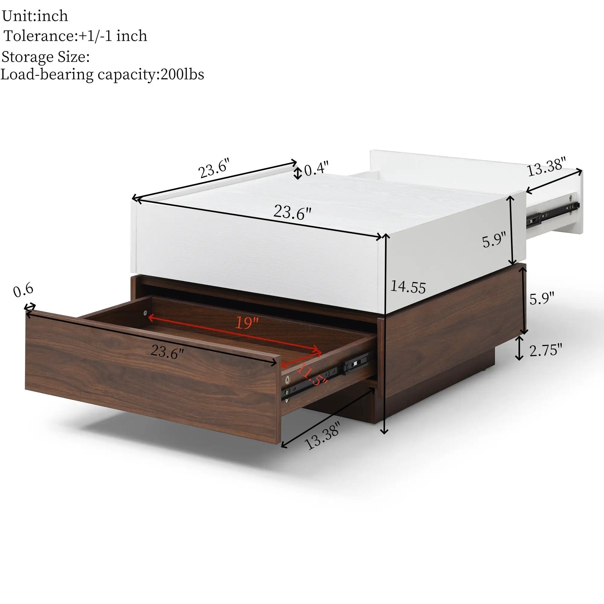Rotating Coffee Table with 2 Drawers by HouseOfZazla