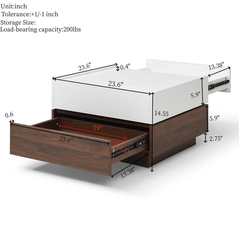 Rotating Coffee Table with 2 Drawers by HouseOfZazla