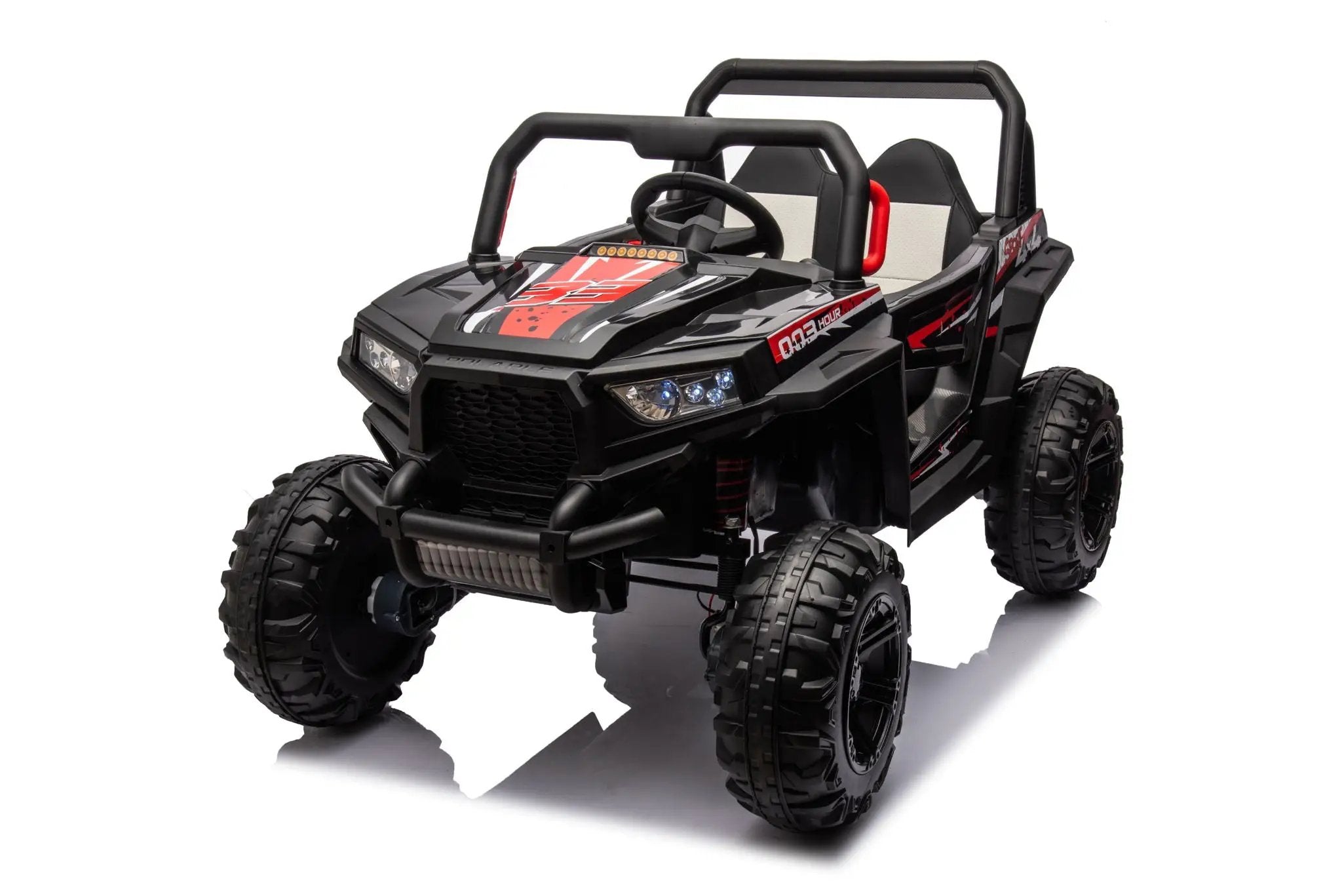 12V7A*2 30W*4 Four-Wheel Drive Seat One Button Start, Forward And Backward, High And Low Speed, Music, Front Light, Power Display, Two Doors Can Open, 2.4G R / C, Seat Belt Four Wheel Absorber by HouseOfZazla