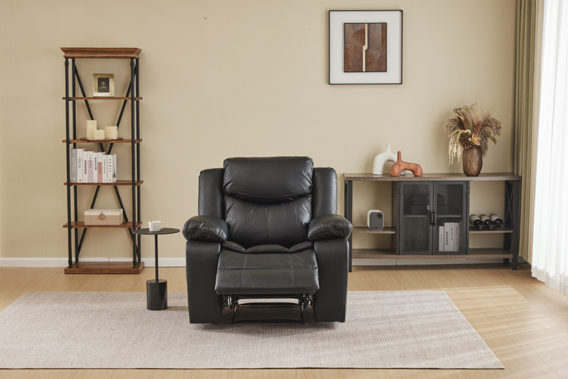 Black Color Air Leather Recliner Chair with Vibration and Heating by HouseOfZazla