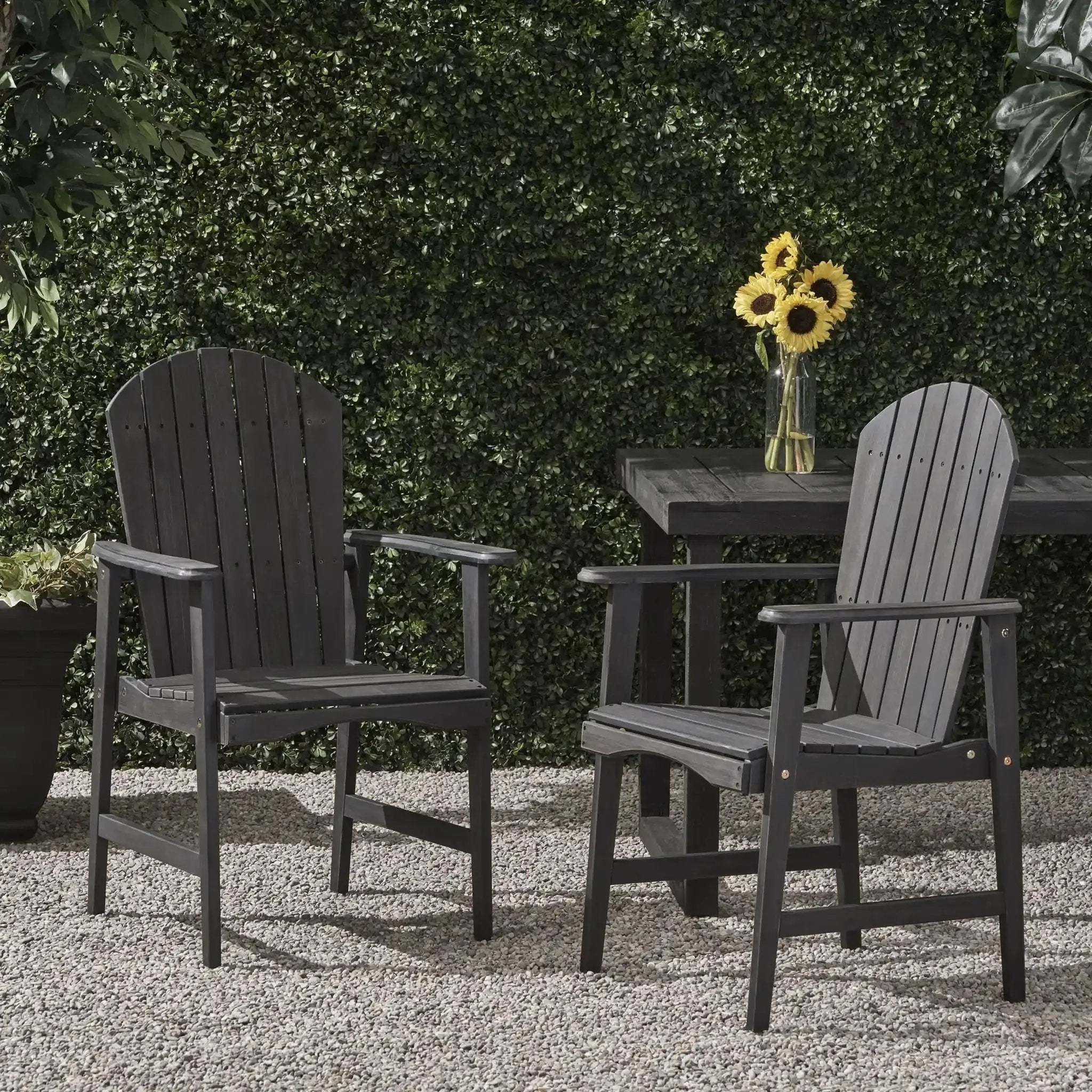 Outdoor Weather Resistant Acacia Wood Adirondack Dining Chairs (Set of 2) by HouseOfZazla