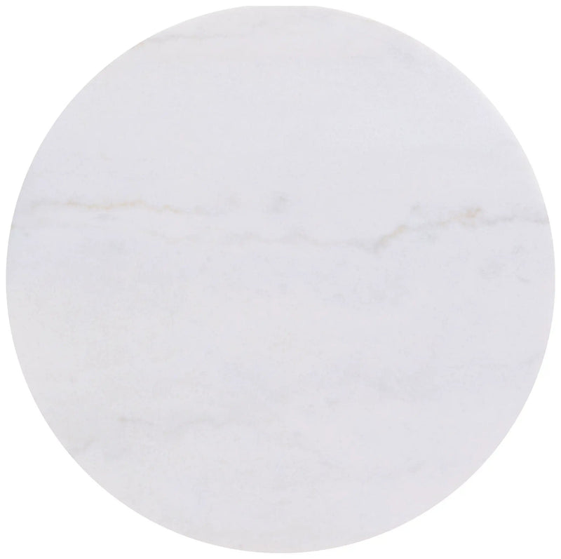Jason Round White Marble Top Coffee Table Honey Brown by Unique Piece Furniture