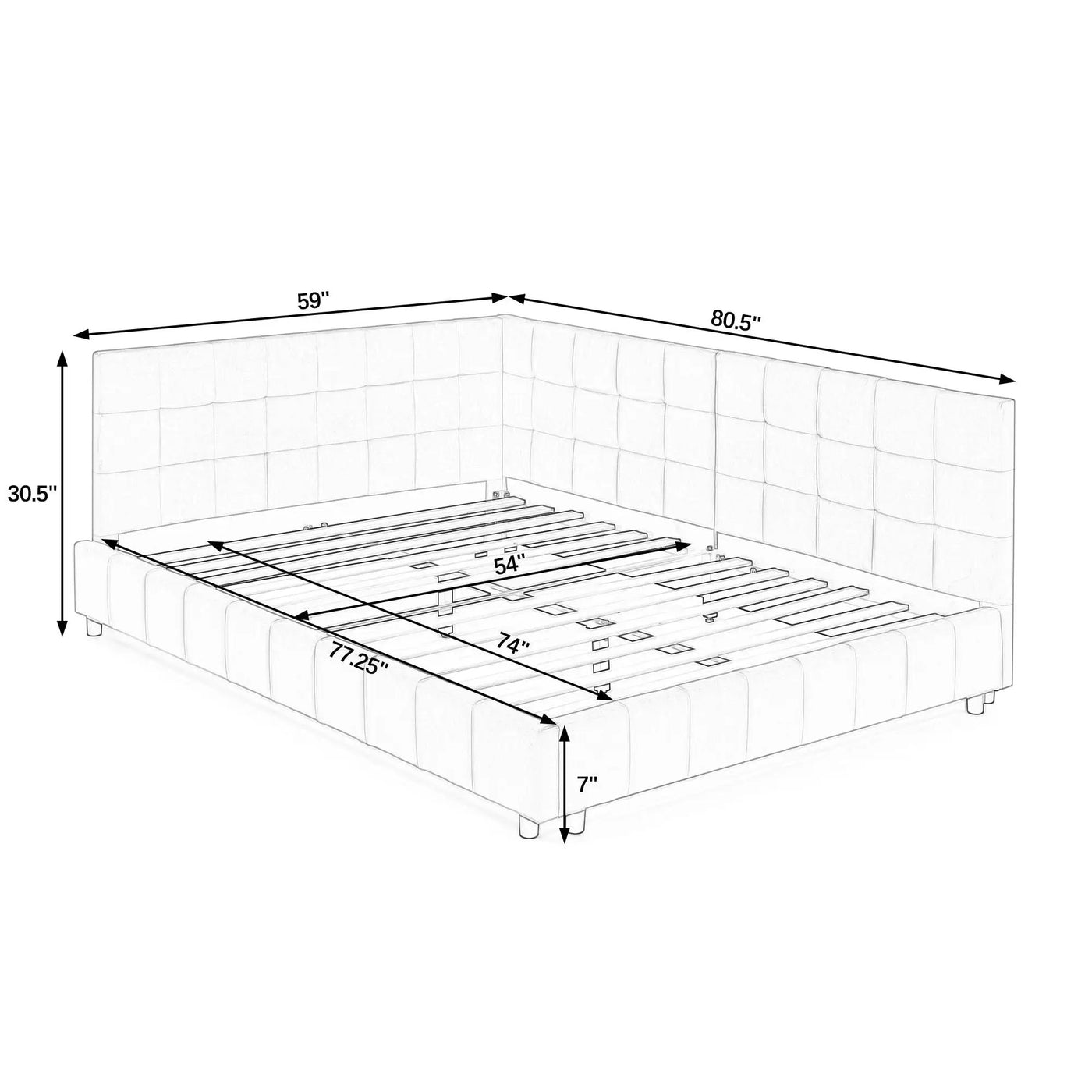 Upholstered Bed Frame With Tufted Backrest And Armrests by Unique Piece Furniture