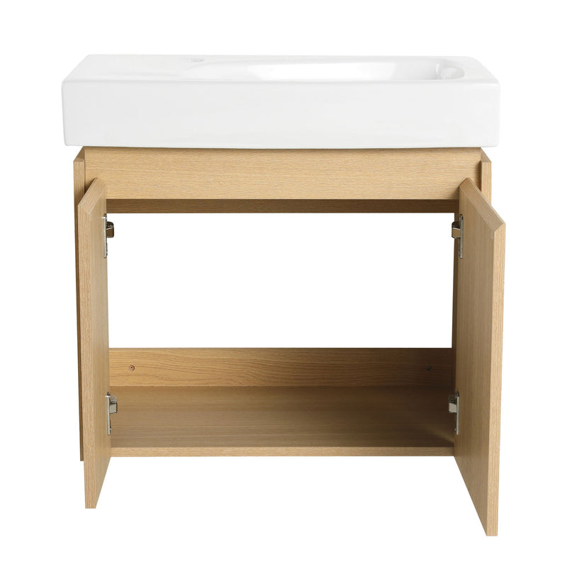 Modern Bathroom Vanity With Ceramic Basin, Wall Mounted Floating Sink Combo, Storage Cabinet by HouseOfZazla